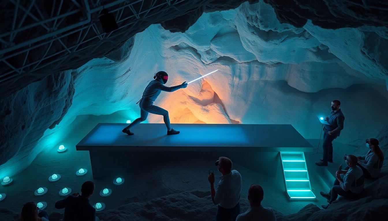 plmwrld spectral fencing matches beneath bioluminescent caves