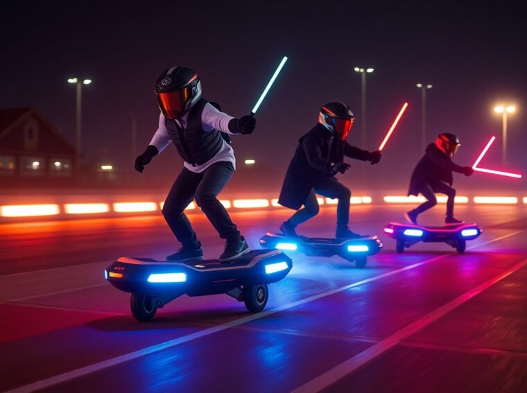 playmwrl laserx jousts on magnetic hoverboards