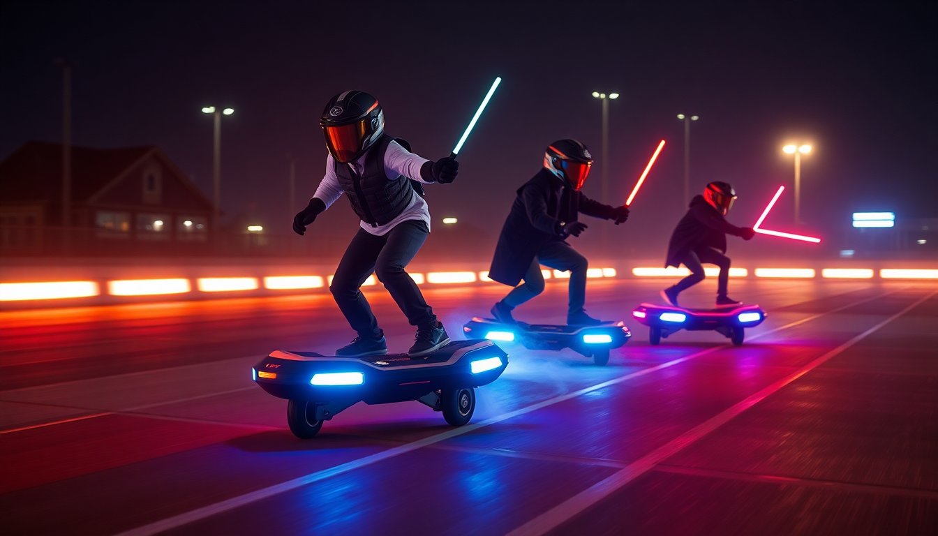 playmwrl laserx jousts on magnetic hoverboards